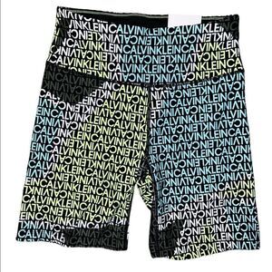 Calvin Klein Performance Black Logo Printed High Waist Bike Shorts Small NWT